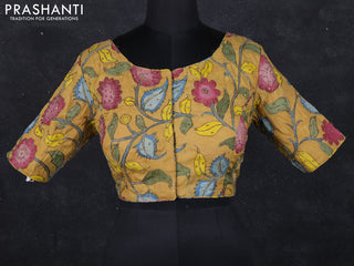 Pen kalamkari readymade blouse sandal with allover kalamkari prints & embroidery work