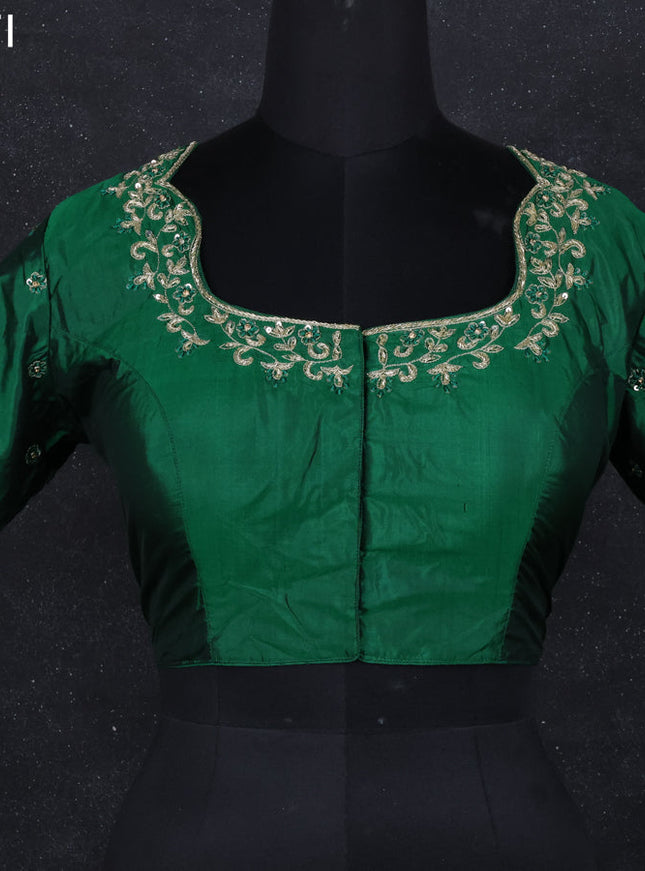 Silk readymade blouse green with zardosi work