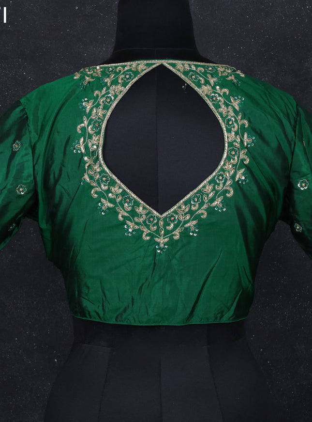 Silk readymade blouse green with zardosi work