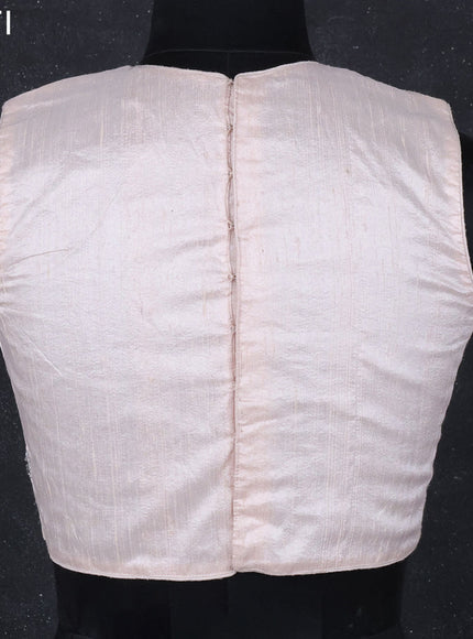 Raw silk readymade blouse pastel peach shade with aari work without sleeve