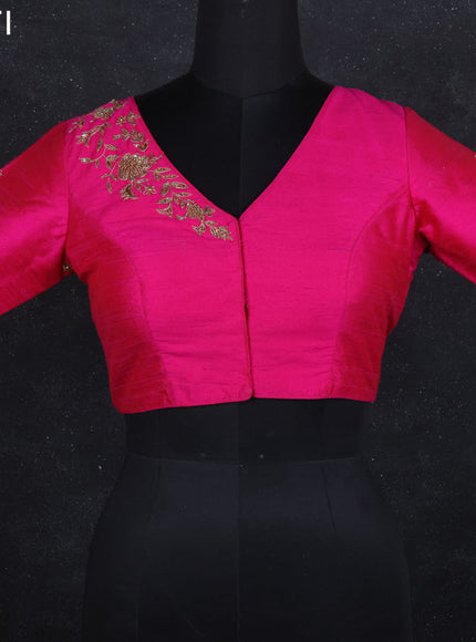 Raw silk readymade blouse pink with zardosi work