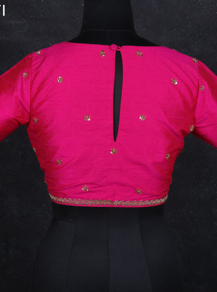 Raw silk readymade blouse pink with zardosi work
