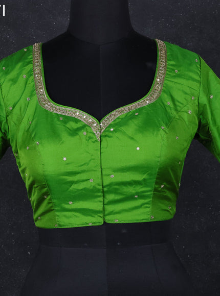 Silk readymade blouse light green with aari work
