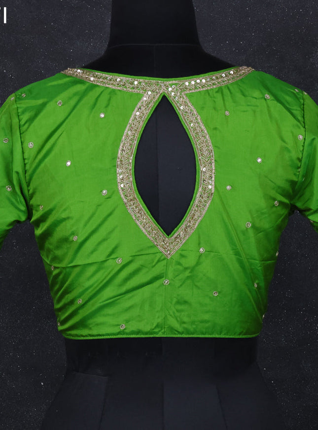 Silk readymade blouse light green with aari work