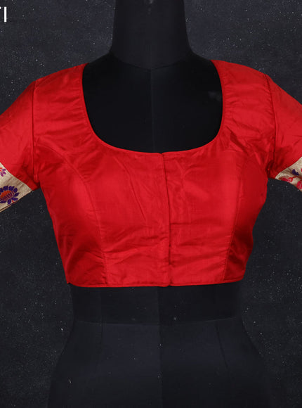 Silk readymade blouse red with paithani patch work
