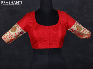 Silk readymade blouse red with paithani patch work