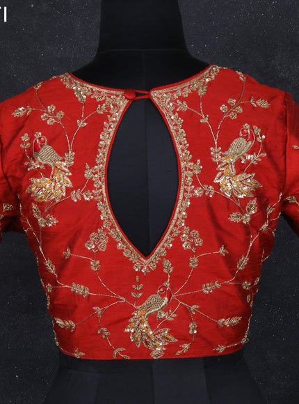 Raw silk readymade blouse red with zardosi work