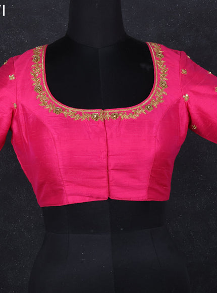 Raw silk readymade blouse pink with zardosi work