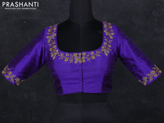 Raw silk readymade blouse blue with zardosi work