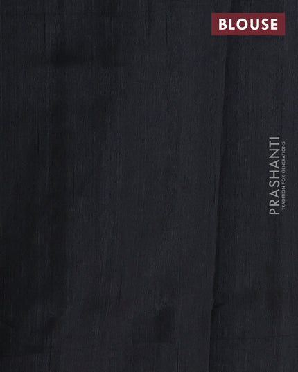 Art tussar saree beige and black with embroidery work and floral embroidery border