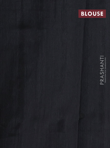 Art tussar saree beige and black with embroidery work and floral embroidery border