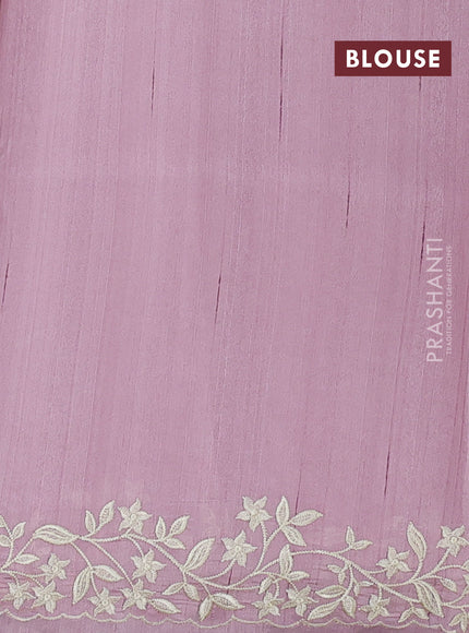 Art tussar saree pastel pink with plain body and floral embroidery border