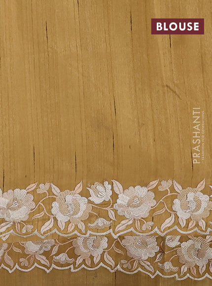 Art tussar saree sandal with embroidery work and floral embroidery border