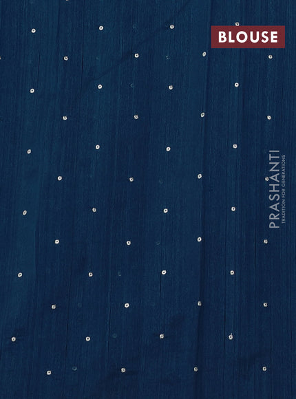 Art tussar saree peacock blue with embroidery work and floral embroidery border