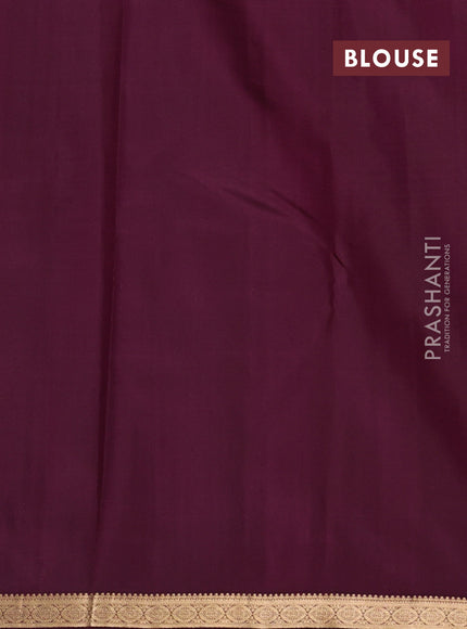 Pure kanchipuram silk saree wine shade with allover zari checked pattern and zari woven border