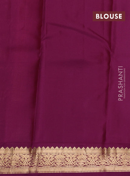 Pure kanchipuram silk saree orange and deep wine with zari woven buttas and zari woven korvai border
