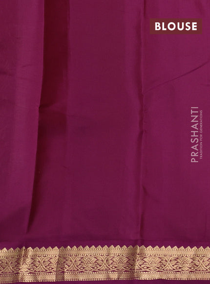 Pure kanchipuram silk saree beige and purple with zari woven buttas and zari woven korvai border