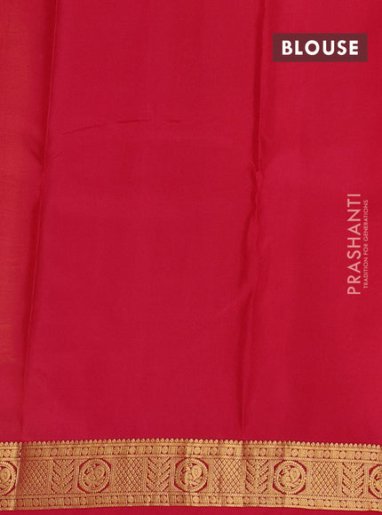 Pure kanchipuram silk saree yellow and pink with zari woven buttas and zari woven border