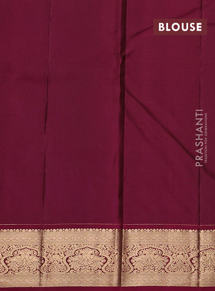 Pure kanchipuram silk saree wine shade with allover zari checked pattern and zari woven korvai border