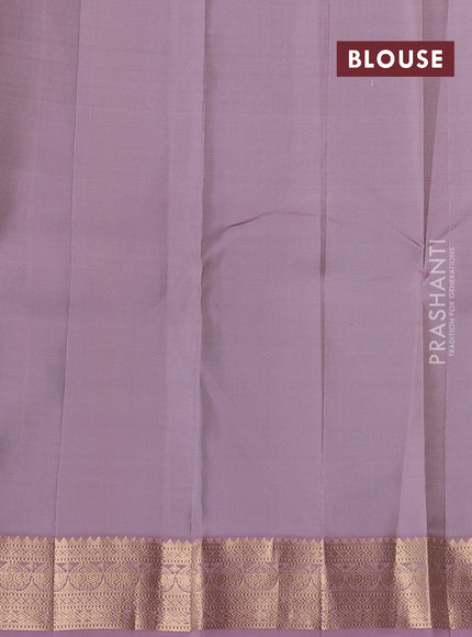 Pure kanchipuram silk saree teal blue and pastel pink with zari woven buttas and zari woven korvai border