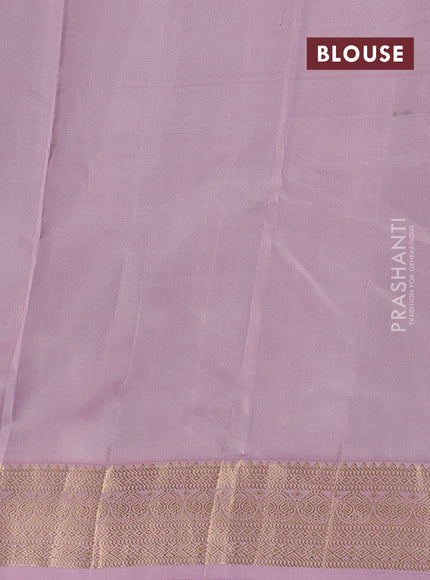 Pure kanchipuram silk saree bottle green and pastel pink with zari woven buttas and zari woven korvai border