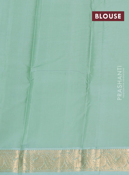 Pure kanchipuram silk saree deep maroon and pastel green with zari woven buttas and zari woven korvai border