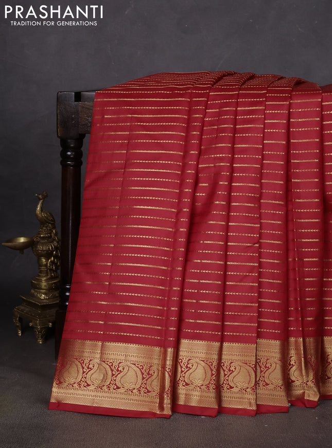 Pure kanchipuram silk saree red with allover zari weaves and zari woven border