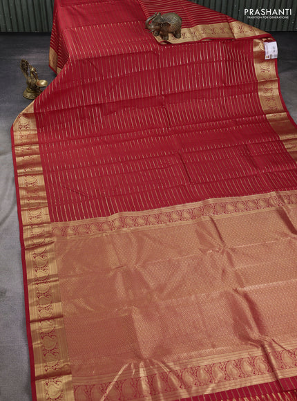 Pure kanchipuram silk saree red with allover zari weaves and zari woven border