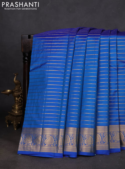 Pure kanchipuram silk saree cs blue with allover zari weaves and zari woven border