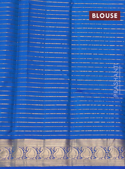 Pure kanchipuram silk saree cs blue with allover zari weaves and zari woven border