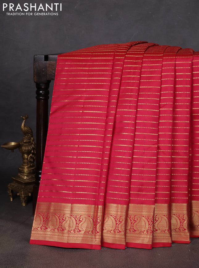 Pure kanchipuram silk saree red with allover zari weaves and zari woven border