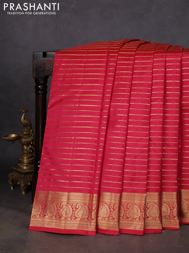 Pure kanchipuram silk saree red with allover zari weaves and zari woven border