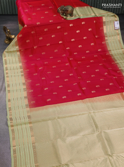 Pure kanchipuram silk saree red and pista green with annam zarin woven butta border and zari woven border