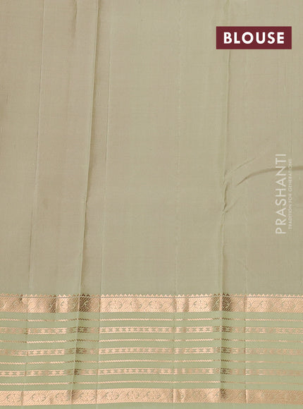Pure kanchipuram silk saree pink and pista green with annam zarin woven butta border and zari woven korvai border