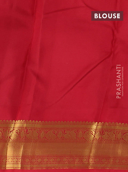 Pure kanchipuram silk saree blu and red with annam zarin woven butta border and temple design zari woven border