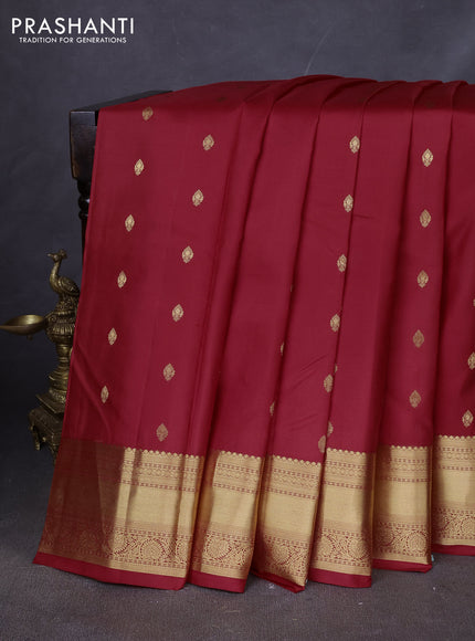 Pure kanchipuram silk saree red with zari woven buttas and zari woven korvai border