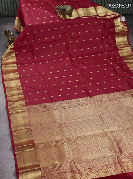 Pure kanchipuram silk saree red with zari woven buttas and zari woven korvai border
