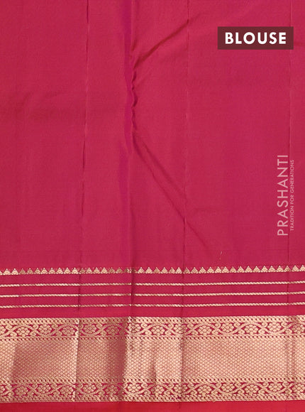 Pure kanchipuram silk saree blue and pink with zari woven buttas and zari woven border