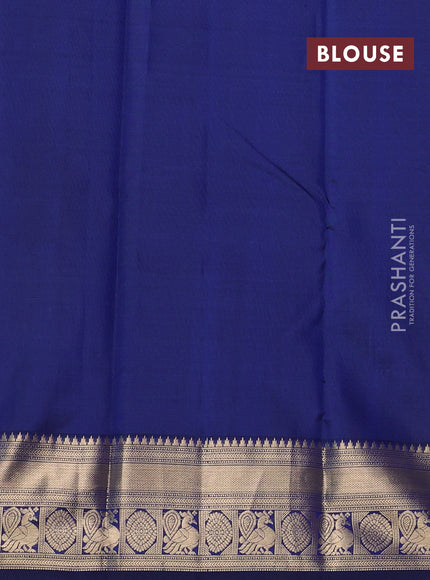 Pure kanchipuram silk saree navy blue with zari woven buttas and zari woven korvai border