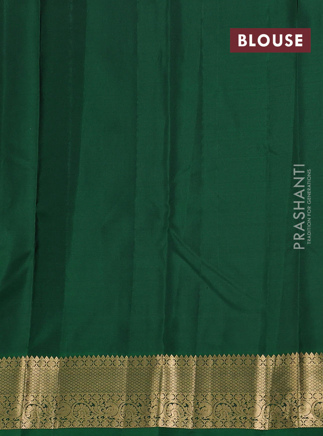 Pure kanchipuram silk saree coffee brown and bottle green with zari woven buttas and zari woven korvai border