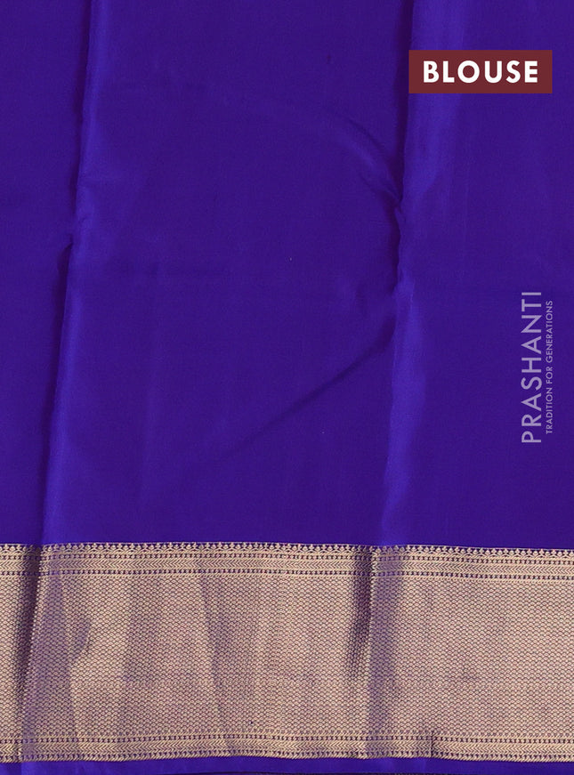 Pure kanchipuram silk saree blue with zari woven buttas and zari woven korvai border