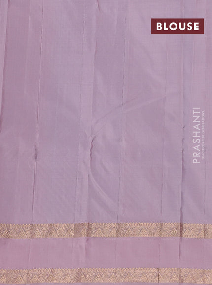 Pure kanchipuram silk saree cs blue and pastel pink with zari woven buttas and rettapet zari woven border