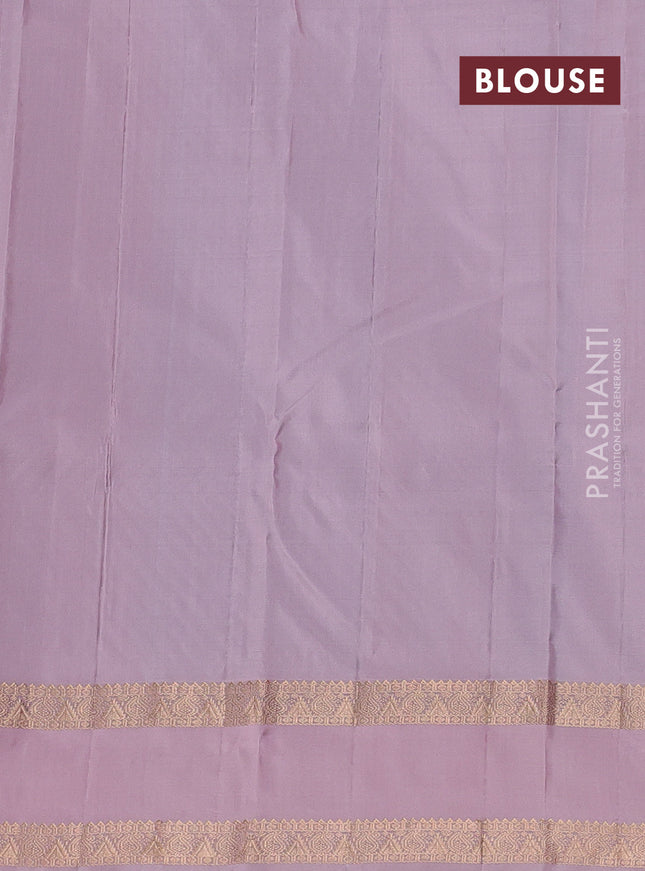 Pure kanchipuram silk saree cs blue and pastel pink with zari woven buttas and rettapet zari woven border
