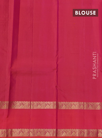 Pure kanchipuram silk saree purple and orange with zari woven buttas and rettapet zari woven border