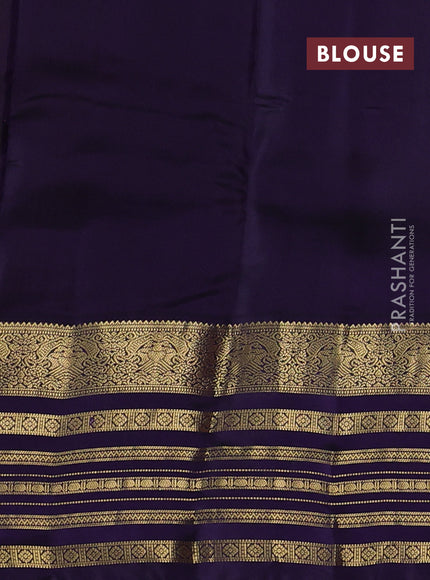 Pure kanchipuram silk saree yellow and violet with zari woven buttas and long zari woven border