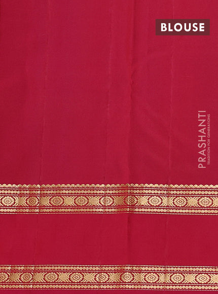 Pure kanchipuram silk saree bottle green and pink with zari woven buttas and rettapet zari woven butta border