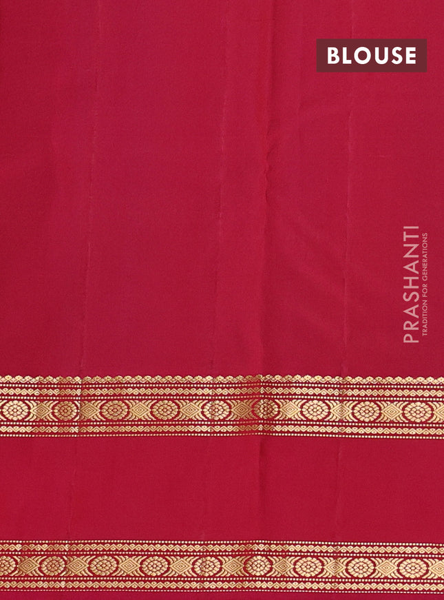 Pure kanchipuram silk saree bottle green and pink with zari woven buttas and rettapet zari woven butta border