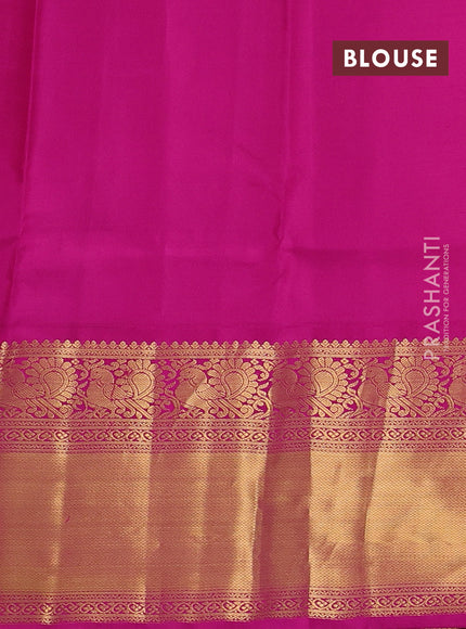 Pure kanchipuram silk saree green and pink with zari woven buttas and long zari woven korvai border