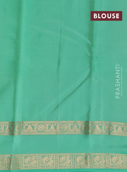 Pure kanchipuram silk saree pastel green and teal green with zari woven buttas and rettapet zari woven border