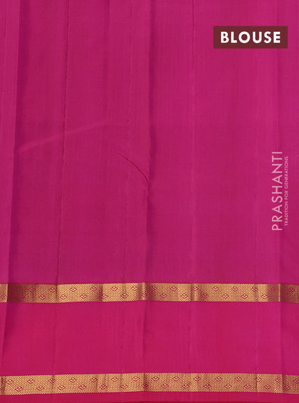 Pure kanchipuram silk saree blue and red with zari woven buttas and rettapet zari woven border